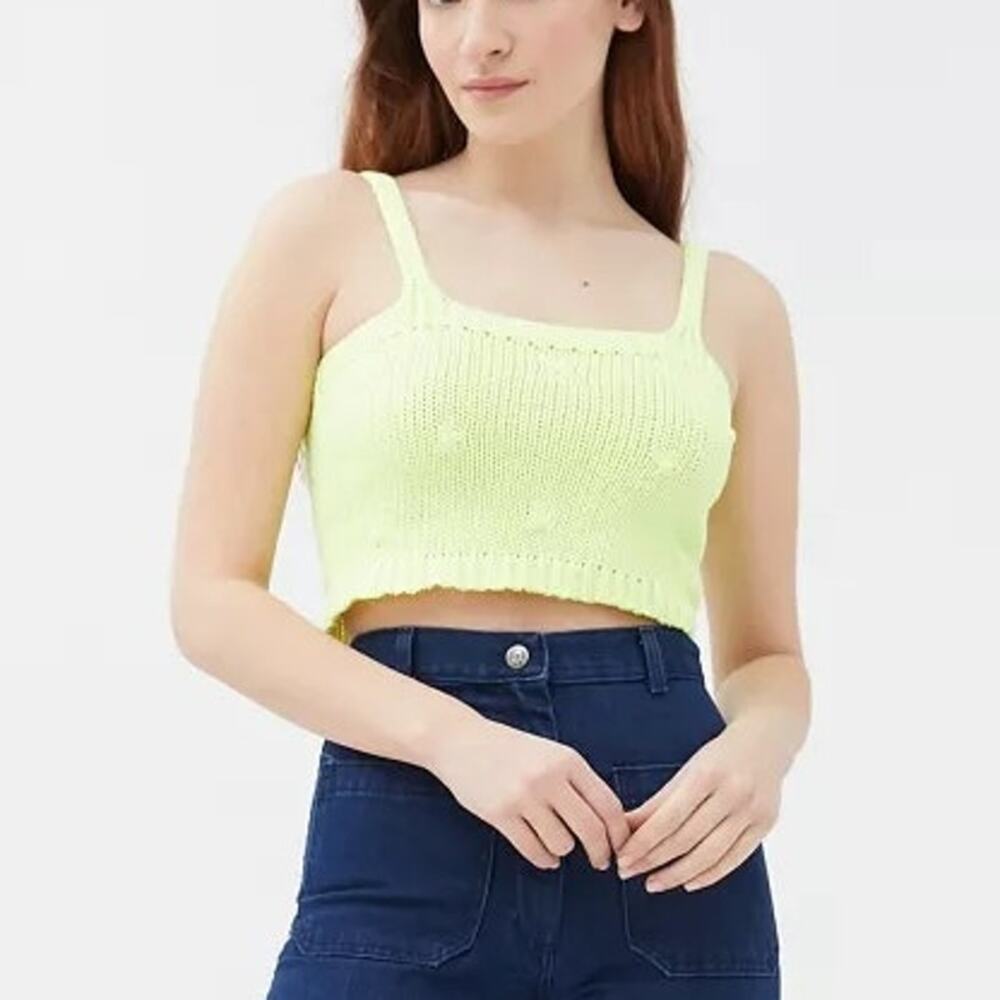 Tach Clothing Zuri Knit Cropped Tank Top in Bright Yellow – Size Medium